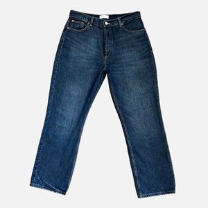 Zara High Rise Buttonfly Blue Denim Straight Leg Jeans Women’s Size 10